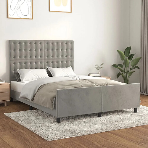 vidaXL Cadre de lit sans matelas gris clair 140x190 cm velours