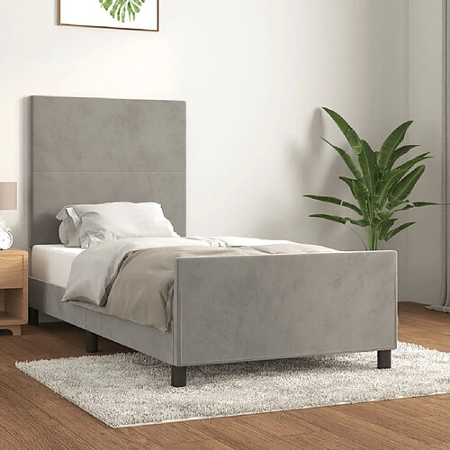 Maison Chic Lit adulte - Cadre Structure de lit avec tête de lit Contemporain Gris clair 90x190 cm Velours -MN36655