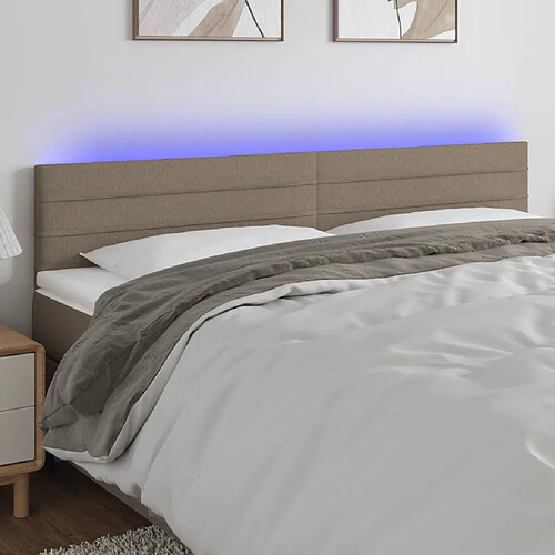 vidaXL Tête de lit à LED Taupe 160x5x78/88 cm Tissu