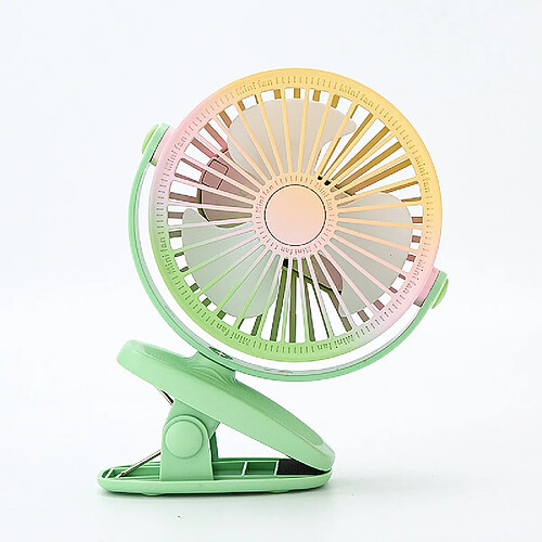 (Jaune) Clipon Portable Couleur Progressive Chargement Usb Mini Ventilateur à Trois Lames à Quatre Vitesses