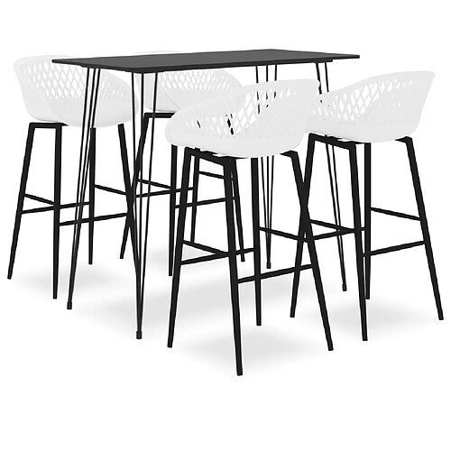 vidaXL Ensemble de bar 5 pcs Noir et blanc