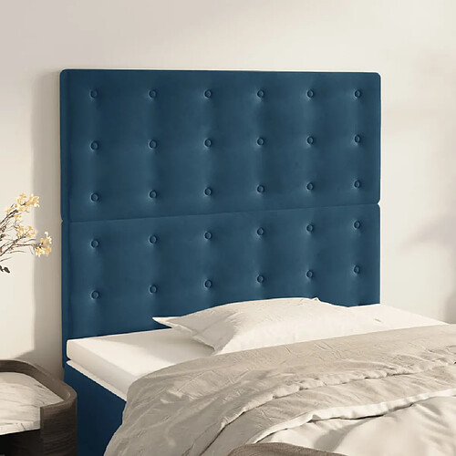 vidaXL Têtes de lit 2 pcs Bleu foncé 100x5x78/88 cm Velours