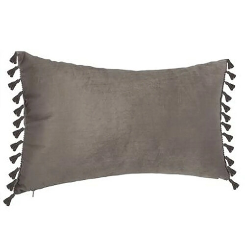 Coussin Déco à Pompons Ocea 30x50cm Gris