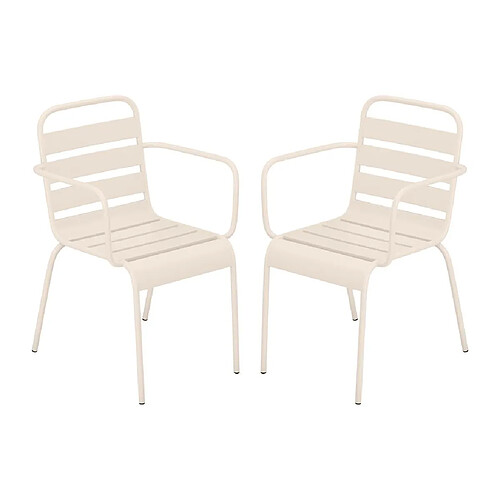 Vente-Unique Lot de 2 fauteuils de jardin empilables en métal - Beige - MIRMANDE de MYLIA