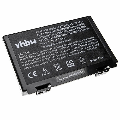 vhbw batterie compatible avec Asus X5e, X5j, X65, X66, X66IC, X70, X87, X8a, X8b, X8d laptop (5200mAh, 11.1V, Li-Polymère, noir)