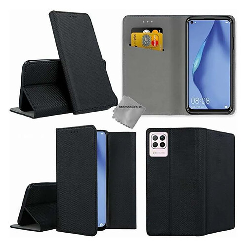 Htdmobiles Housse etui portefeuille avec coque intérieure en silicone pour Huawei P40 Lite + film ecran - NOIR MAGNET