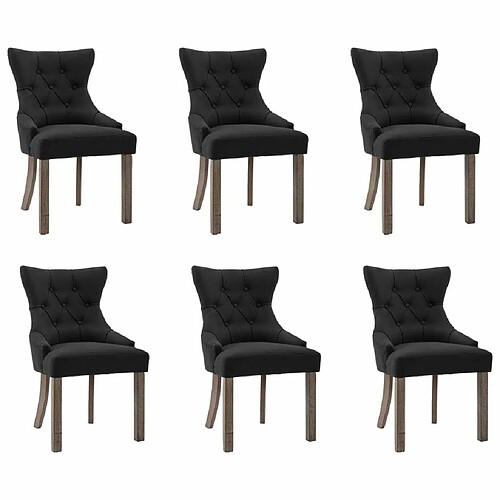 Maison Chic Lot de 6 Chaises à manger | Chaise de salle à manger cuisine noir tissu -GKD42643