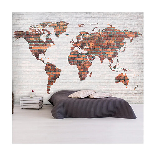 Artgeist Papier peint - World Map: Brick Wall [350x245]