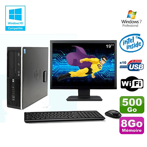 Lot PC HP Elite 8100 SFF G6950 2,8 GHz 8Go 500Go Wifi Graveur W7 Pro Ecran 19" · Occasion