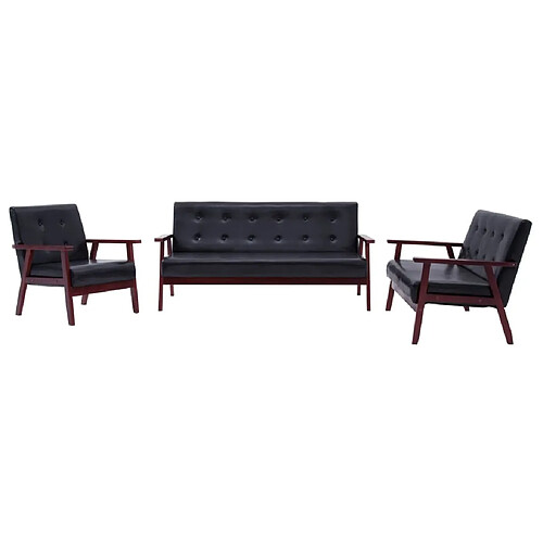 Maison Chic Ensemble de canapés 3 pcs, Canapé droit Sofa pour Salon Noir Similicuir -GKD258819