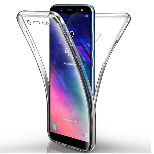 Htdmobiles Coque silicone gel fine 360 integrale pour Samsung Galaxy A6+ Plus (2018) + verre trempe - TRANSPARENT