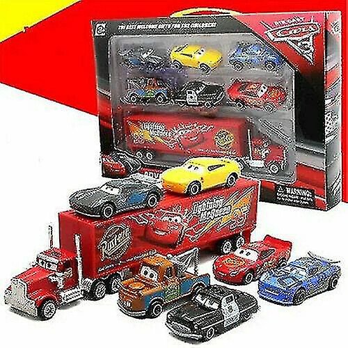 Universal 7pcs / set Cars 2 Lightning McQueen Racer Car &Mack Truck Kids Toy