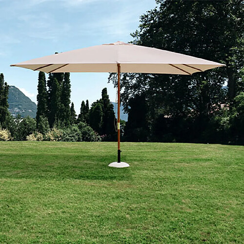 Mes Parasol 300x200 cm en toile polyester crème et mât en bois - ATTOL