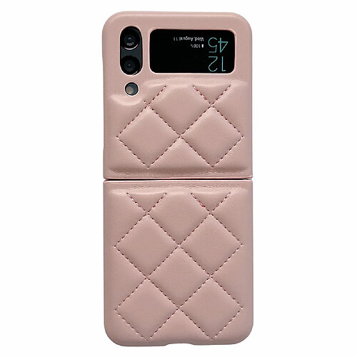 Coque en TPU + PU motif à losanges, anti-rayures pour votre Samsung Galaxy Z Flip4 5G - rose