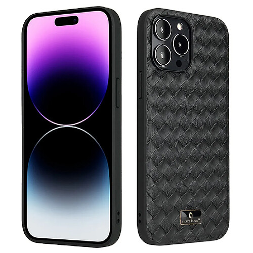 Coque en TPU + PU FIERRE SHANN ultra mince pour votre iPhone 14 Pro - Motif tissé