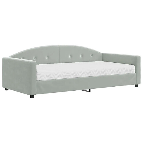 Maison Chic Lit de jour avec matelas, Lit de repos Lit d'invité pour Salon Chambre,Canapé-lit gris clair 100x200 cm velours -MN22343