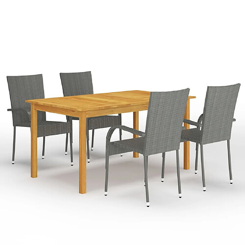 Salle à manger de jardin 5 pcs,Table et chaise à dîner Gris -MN12284