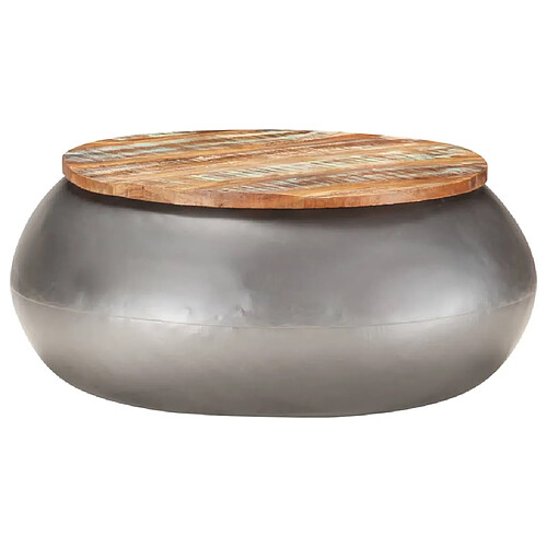 vidaXL Table basse Gris 68x68x30 cm Bois de récupération solide