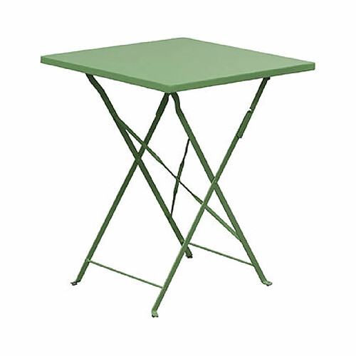 Mes Table de jardin carrée pliable en métal vert - BACA