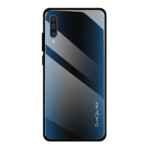 Wewoo Coque Pour Galaxy A50 Texture Etui de protection en verre dégradé bleu