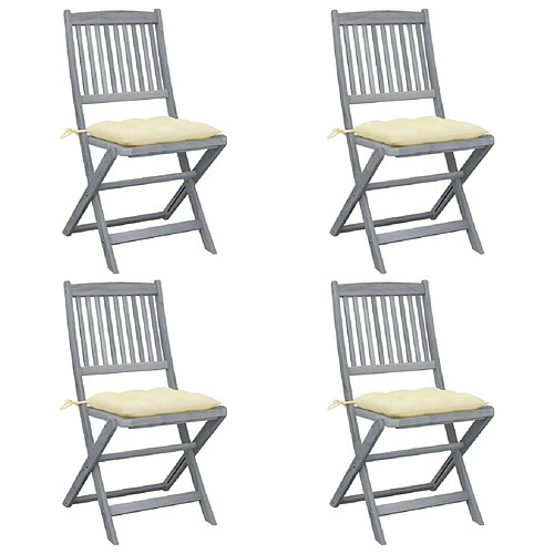 Maison Chic Lot de 4 Chaises pliables d'extérieur avec coussins | chaises de jardin | Fauteuil Relax Bois d'acacia -GKD75591