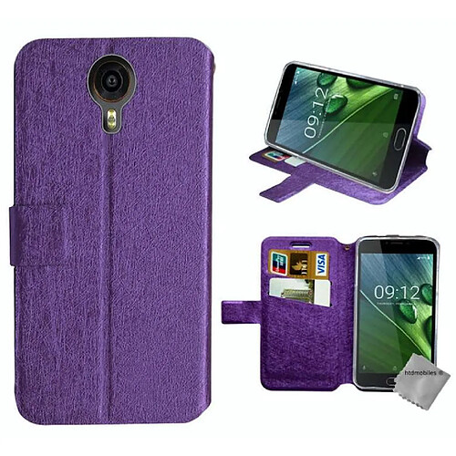 Htdmobiles Housse etui portefeuille pour Acer Liquid Z6 Plus + film ecran - MAUVE