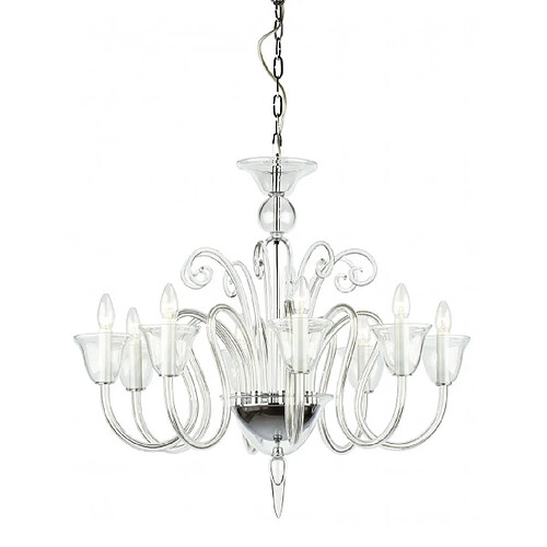 Lumière Chandelier sans abats jours Saskia Chrome 8 ampoules 71cm