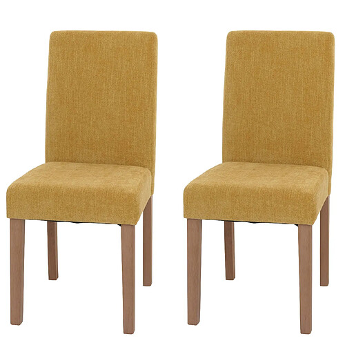 Decoshop26 Lot de 2 chaises de salle à manger dossier haut en tissu chenille jaune pieds en bois clairs 04_0007324