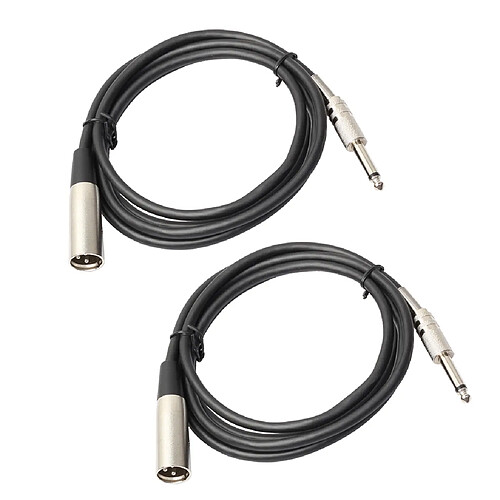 2x XLR 3 Pin Mâle À 1/4" Mono Câble de Microphone 6ft Câble Connecteur Audio