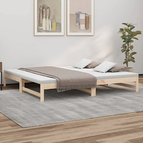 vidaXL Lit coulissant sans matelas 2x(90x200) cm Bois de pin massif