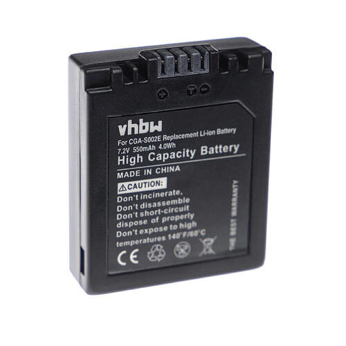 vhbw Li-Ion batterie 550mAh (7.2V) pour appareil photo digital Digi-Cam Panasonic Lumix DMC-FZ1, FZ1B, DMC-FZ2, DMC-FZ3, DMC-FZ4.