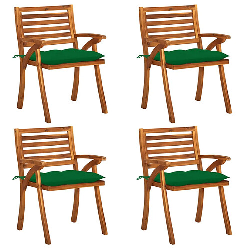 vidaXL Chaises de jardin avec coussins lot de 4 Bois de teck solide