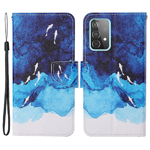 Etui en PU texture croisée Poisson aquarelle pour votre Samsung Galaxy A53 5G