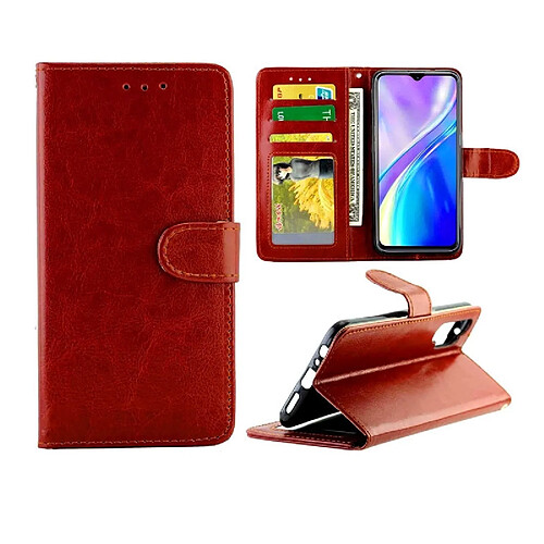 Wewoo Housse Coque Pour OPPO Realme XT / X2 Crazy Horse Texture de protection en cuir à rabat horizontal avec support et fentes cartes et portefeuille et cadre photo marron