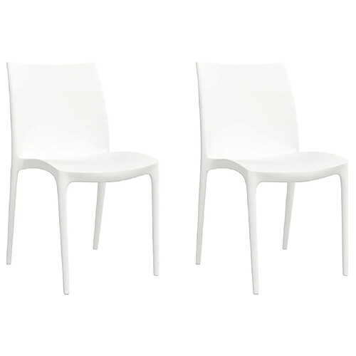 Maison Chic Lot de 2 Chaises de jardin,Fauteuil d'extérieur blanc 50x46x80 cm polypropylène -MN26083