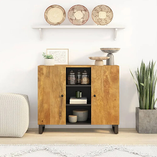 vidaXL Buffet avec 2 portes 90x33x75 cm bois massif de manguier