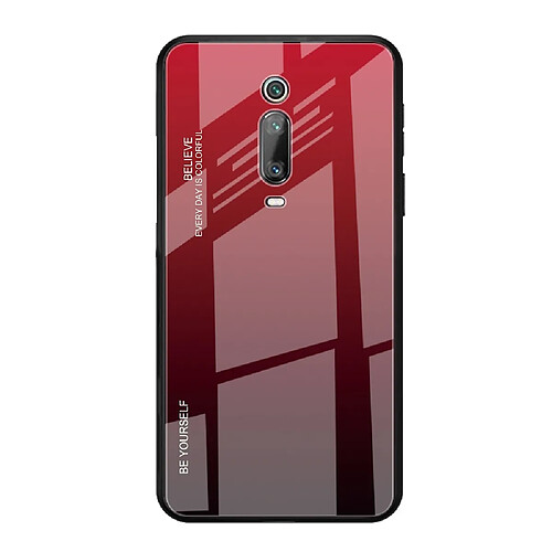 Wewoo Coque Pour Xiaomi Redmi K20 / K20 Pro / Mi 9T / Mi 9T Étui en verre dégradé de couleur rouge