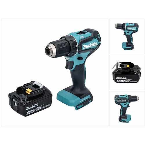 Makita DDF 485 T1 Perceuse-visseuse sans fil 18 V 50 Nm brushless + 1x Batterie 5,0 Ah - sans chargeur