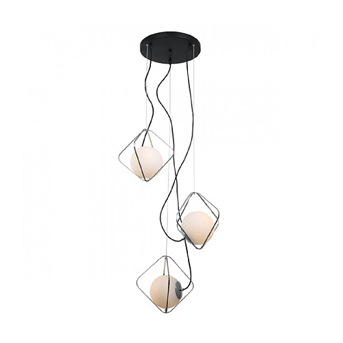 Luminaire Center Suspension moderne Canto Chrome, noir en verre