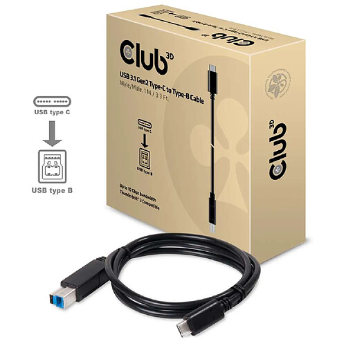 Club 3D CLUB3D USB 3.1 Gen2 Type-C to Type-B Cable Male/Male, 1 M./ 3.3 Ft.