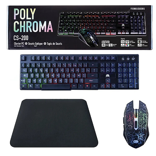 Freaks And Geeks Pack clavier, souris et tapis Polychroma - Semi mécanique et souris 2400 Dpi