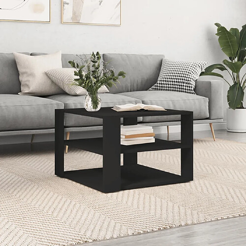 vidaXL Table basse noir 59,5x59,5x40 cm bois d'ingénierie