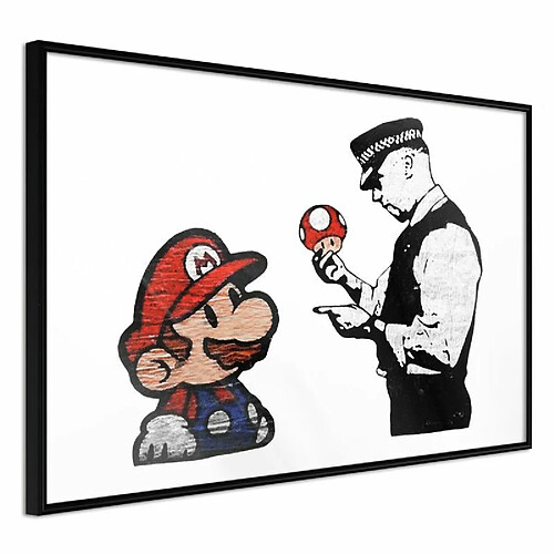 Paris Prix Affiche Murale Encadrée Banksy Mario and Copper 90 x 60 cm Noir