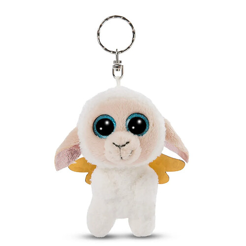 NICI- Glubschis Porte-clés Ange Gardien 9 cm Mouton Glowy Nalla, 47834, Blanc