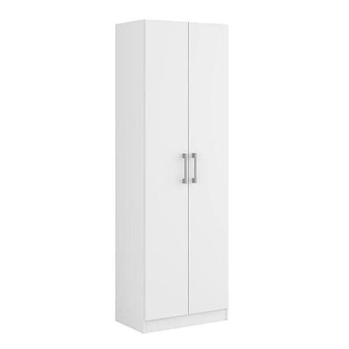 Pegane Armoire, placard de rangement avec 2 portes coloris blanc - longueur 56 x profondeur 34 x hauteur 169 cm