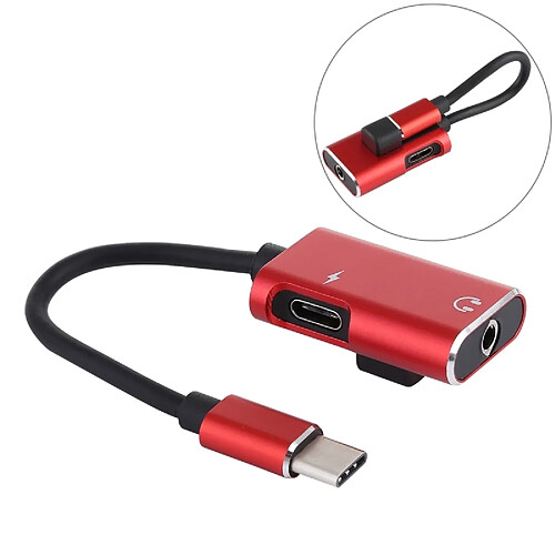 Wewoo Adaptateur J-053 Câble d'adaptateur audio de charge Jack 3,5 mm type C à C (rouge)