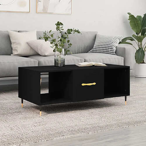 Maison Chic Table basse,Table Console Table d'appoint, Table pour salon noir 102x50x40 cm bois d'ingénierie -MN60317