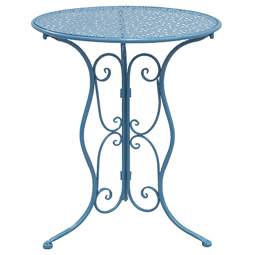 Aubry Gaspard Table ronde en métal bleu.