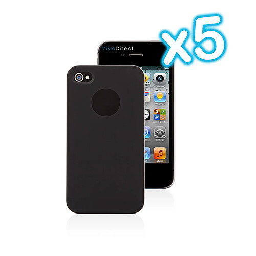 Visiodirect Lot de 5 Coque Housse Etui de protection rigide pour iPhone 4 4S de couleur noir