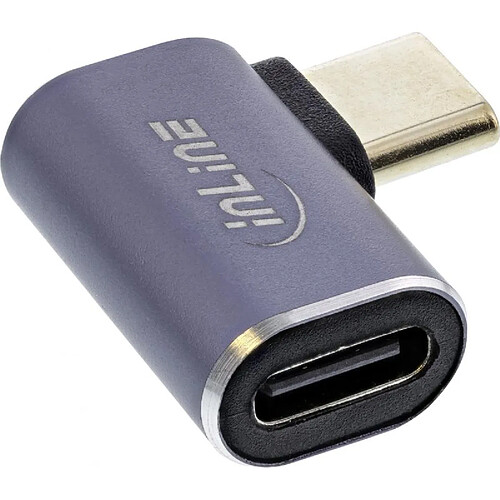 InLine® Adaptateur USB4 USB Type-C mâle/Femelle coudé Droite/Gauche, Aluminium, Gris